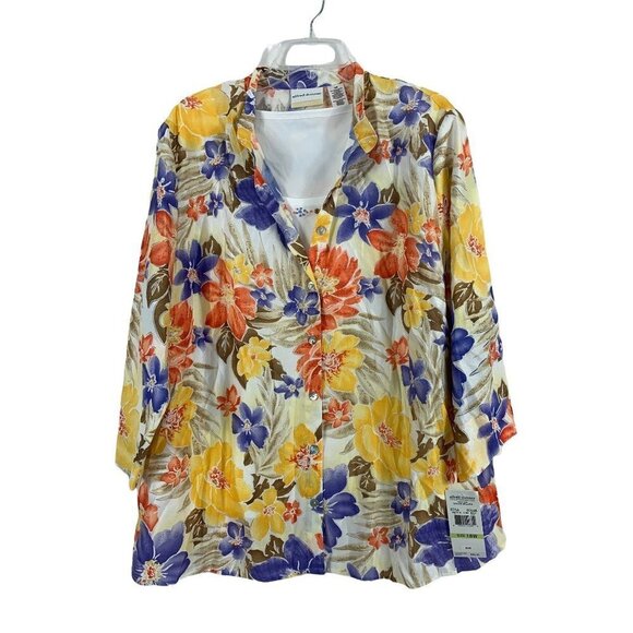 Alfred Dunner Tops - Alfred Dunner Women's Multi-Floral Colored Top W/ Tank Top